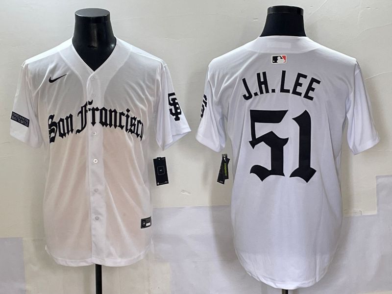 Men 2025 San Francisco Giants #51 J.H.Lee White Five generations Joint Name Nike MLB Jersey style 12